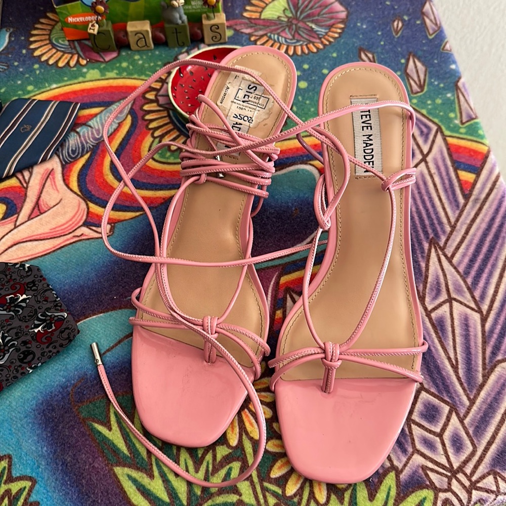 Steve Madden pink wrap around heels